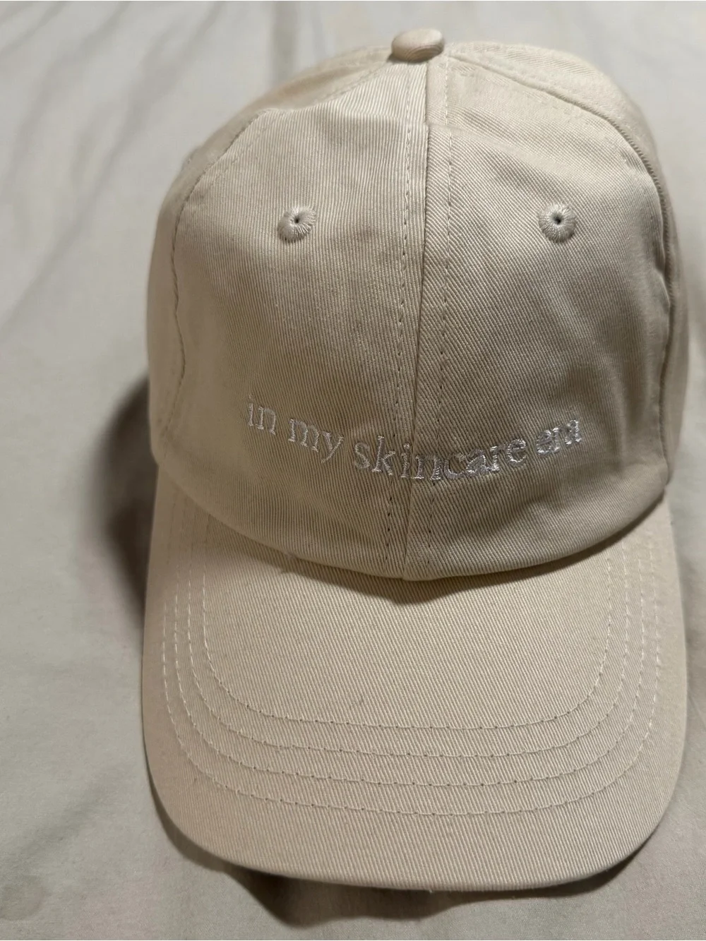 Beige Embroidered Baseball Cap - 